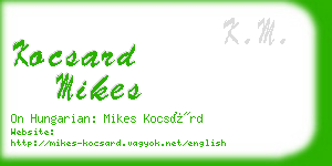 kocsard mikes business card